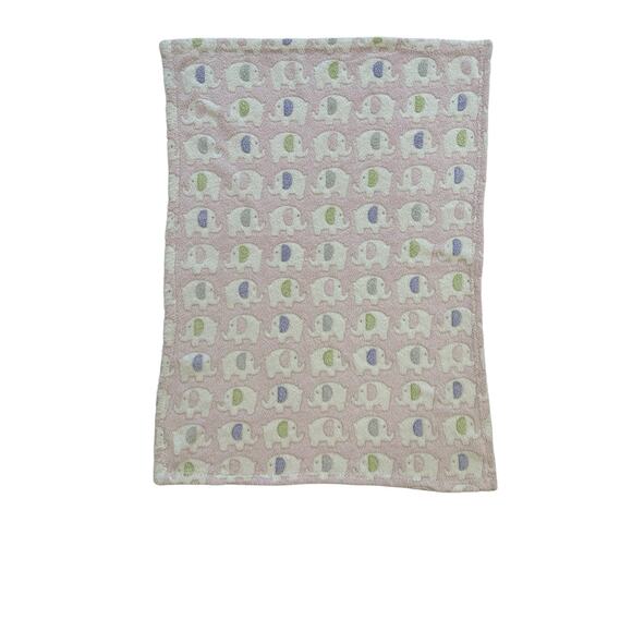 Stephan Baby Elephant Pink Purple Green Embossed Baby Blanket Lovey Security - Picture 1 of 7
